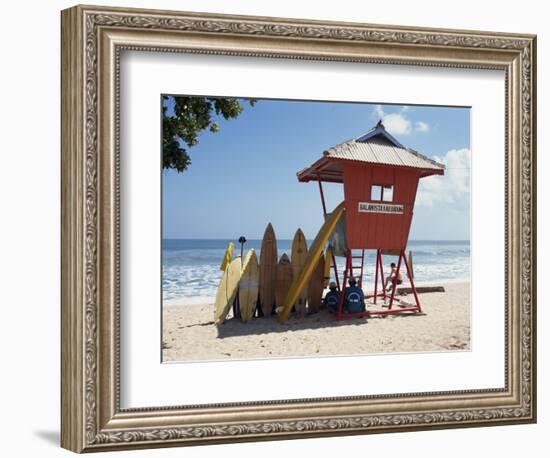 Surfboards Stacked Waiting for Hire at Kuta Beach on the Island of Bali, Indonesia, Southeast Asia-Harding Robert-Framed Photographic Print