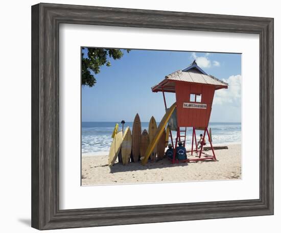 Surfboards Stacked Waiting for Hire at Kuta Beach on the Island of Bali, Indonesia, Southeast Asia-Harding Robert-Framed Photographic Print