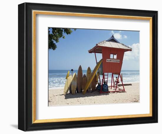 Surfboards Stacked Waiting for Hire at Kuta Beach on the Island of Bali, Indonesia, Southeast Asia-Harding Robert-Framed Photographic Print