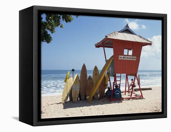 Surfboards Stacked Waiting for Hire at Kuta Beach on the Island of Bali, Indonesia, Southeast Asia-Harding Robert-Framed Premier Image Canvas