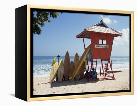 Surfboards Stacked Waiting for Hire at Kuta Beach on the Island of Bali, Indonesia, Southeast Asia-Harding Robert-Framed Premier Image Canvas