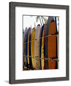 Surfboards, Waikiki Beach Oahu, Hawaii-Mark Polott-Framed Photographic Print