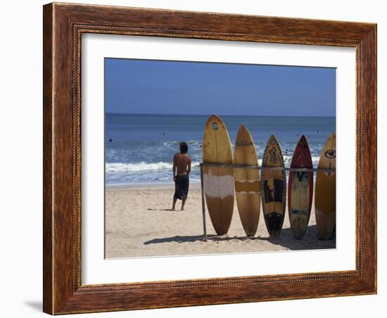 Surfboards Waiting for Hire at Kuta Beach on the Island of Bali, Indonesia, Southeast Asia-Harding Robert-Framed Photographic Print