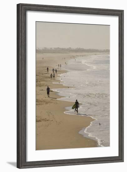 Surfer and People on Pismo State Beach, Pismo Beach, California, USA-Cindy Miller Hopkins-Framed Photographic Print