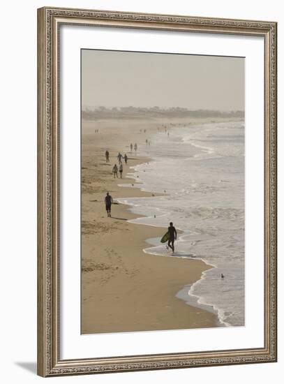 Surfer and People on Pismo State Beach, Pismo Beach, California, USA-Cindy Miller Hopkins-Framed Photographic Print