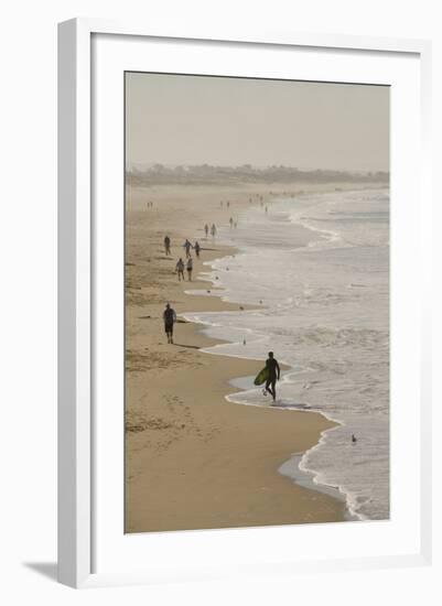 Surfer and People on Pismo State Beach, Pismo Beach, California, USA-Cindy Miller Hopkins-Framed Photographic Print