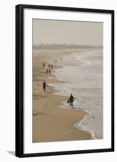 Surfer and People on Pismo State Beach, Pismo Beach, California, USA-Cindy Miller Hopkins-Framed Photographic Print