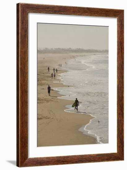 Surfer and People on Pismo State Beach, Pismo Beach, California, USA-Cindy Miller Hopkins-Framed Photographic Print