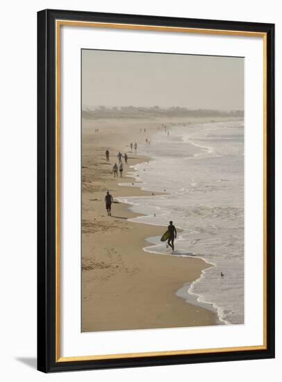 Surfer and People on Pismo State Beach, Pismo Beach, California, USA-Cindy Miller Hopkins-Framed Photographic Print