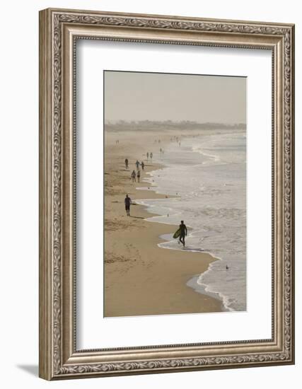 Surfer and People on Pismo State Beach, Pismo Beach, California, USA-Cindy Miller Hopkins-Framed Photographic Print