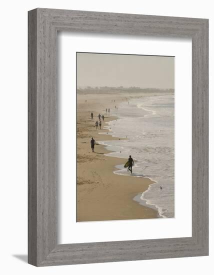 Surfer and People on Pismo State Beach, Pismo Beach, California, USA-Cindy Miller Hopkins-Framed Photographic Print