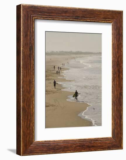 Surfer and People on Pismo State Beach, Pismo Beach, California, USA-Cindy Miller Hopkins-Framed Photographic Print