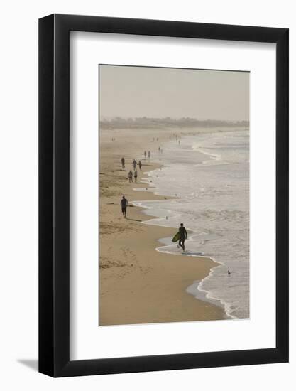 Surfer and People on Pismo State Beach, Pismo Beach, California, USA-Cindy Miller Hopkins-Framed Photographic Print