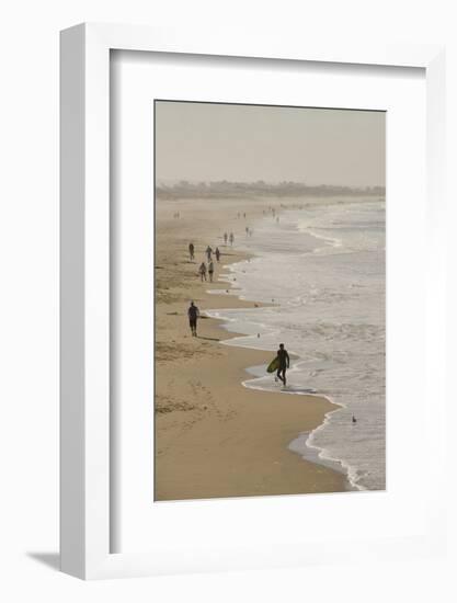 Surfer and People on Pismo State Beach, Pismo Beach, California, USA-Cindy Miller Hopkins-Framed Photographic Print