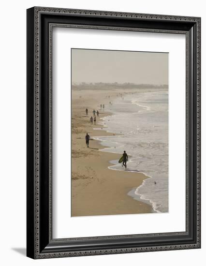 Surfer and People on Pismo State Beach, Pismo Beach, California, USA-Cindy Miller Hopkins-Framed Photographic Print