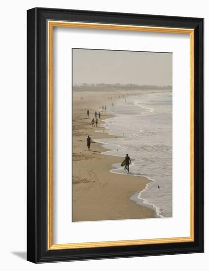 Surfer and People on Pismo State Beach, Pismo Beach, California, USA-Cindy Miller Hopkins-Framed Photographic Print