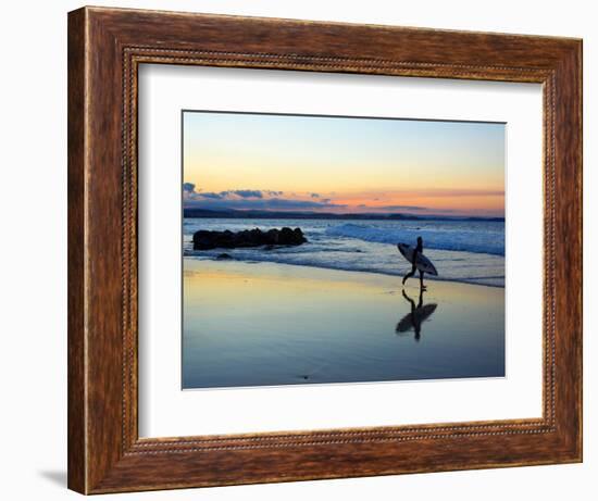 Surfer at Dusk, Gold Coast, Queensland, Australia-David Wall-Framed Photographic Print