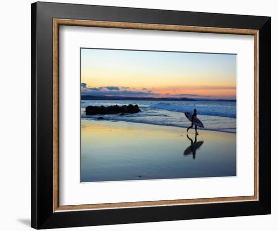 Surfer at Dusk, Gold Coast, Queensland, Australia-David Wall-Framed Photographic Print