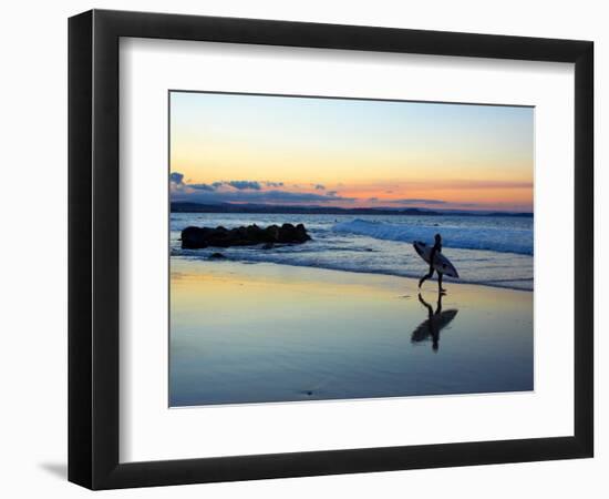 Surfer at Dusk, Gold Coast, Queensland, Australia-David Wall-Framed Photographic Print