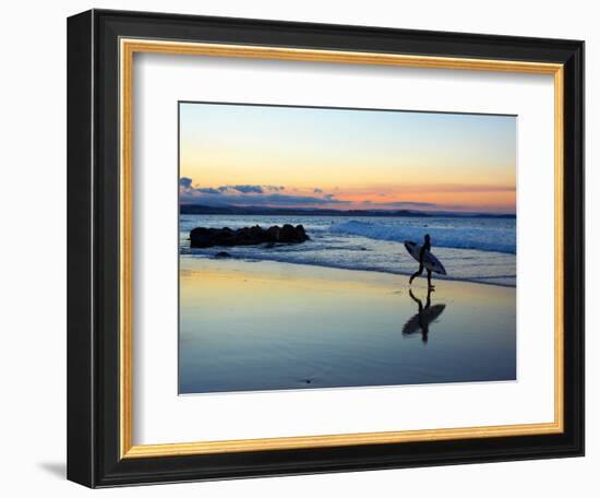 Surfer at Dusk, Gold Coast, Queensland, Australia-David Wall-Framed Photographic Print