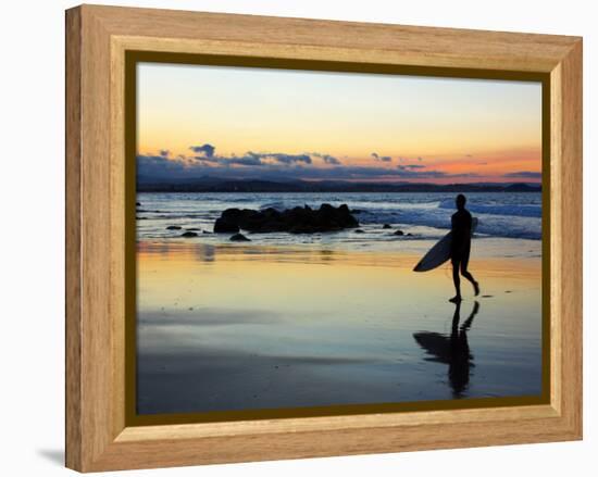 Surfer at Dusk, Gold Coast, Queensland, Australia-David Wall-Framed Premier Image Canvas