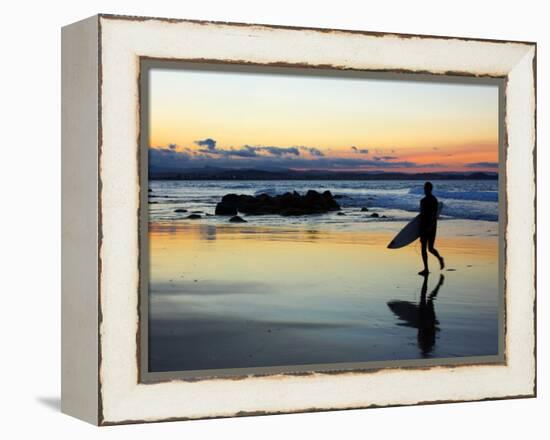 Surfer at Dusk, Gold Coast, Queensland, Australia-David Wall-Framed Premier Image Canvas