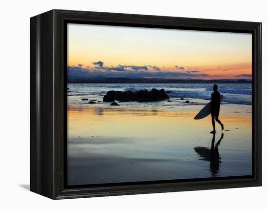 Surfer at Dusk, Gold Coast, Queensland, Australia-David Wall-Framed Premier Image Canvas