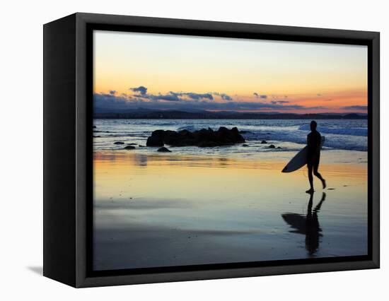 Surfer at Dusk, Gold Coast, Queensland, Australia-David Wall-Framed Premier Image Canvas