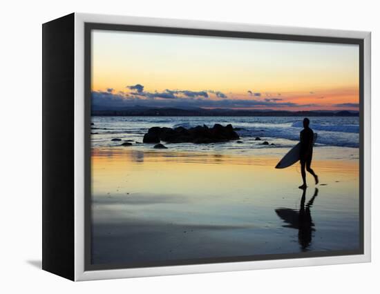 Surfer at Dusk, Gold Coast, Queensland, Australia-David Wall-Framed Premier Image Canvas