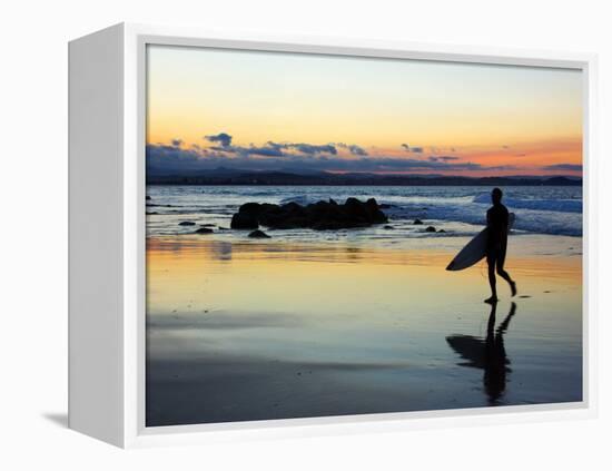 Surfer at Dusk, Gold Coast, Queensland, Australia-David Wall-Framed Premier Image Canvas