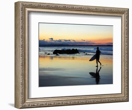 Surfer at Dusk, Gold Coast, Queensland, Australia-David Wall-Framed Photographic Print