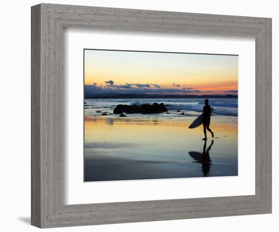 Surfer at Dusk, Gold Coast, Queensland, Australia-David Wall-Framed Photographic Print