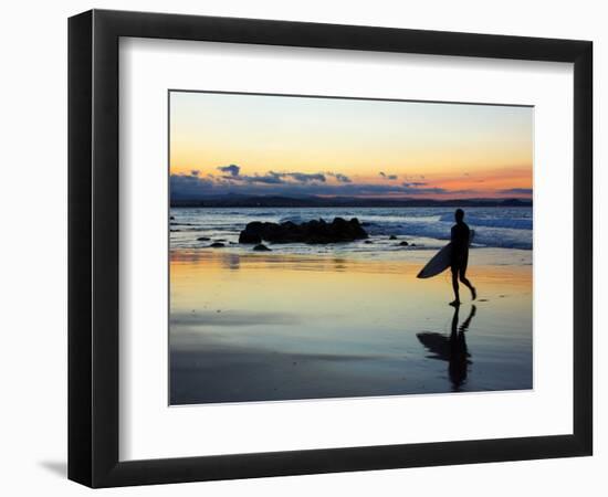 Surfer at Dusk, Gold Coast, Queensland, Australia-David Wall-Framed Photographic Print