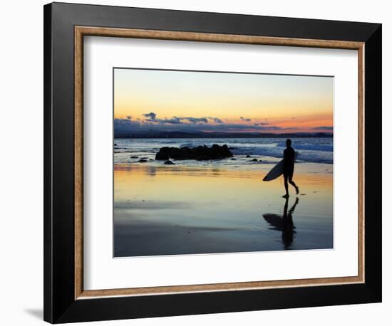 Surfer at Dusk, Gold Coast, Queensland, Australia-David Wall-Framed Photographic Print