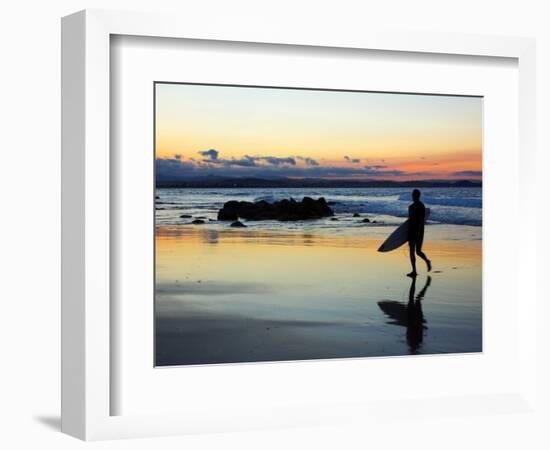 Surfer at Dusk, Gold Coast, Queensland, Australia-David Wall-Framed Photographic Print