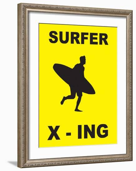 Surfer Crossing-null-Framed Art Print