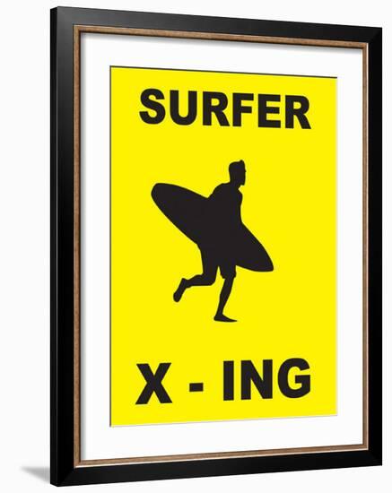 Surfer Crossing-null-Framed Art Print