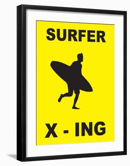 Surfer Crossing-null-Framed Art Print