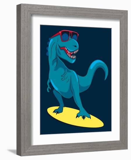 Surfer, Dinosaur, Monster Vector Design for Tee-braingraph-Framed Art Print