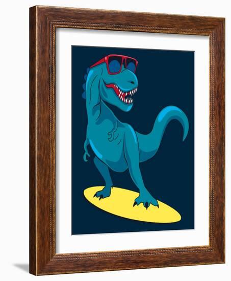 Surfer, Dinosaur, Monster Vector Design for Tee-braingraph-Framed Art Print