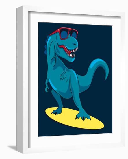 Surfer, Dinosaur, Monster Vector Design for Tee-braingraph-Framed Art Print