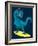 Surfer, Dinosaur, Monster Vector Design for Tee-braingraph-Framed Art Print