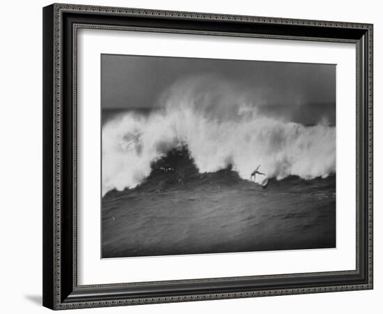 Surfer Fred Van Dyke Riding Giant Wave-George Silk-Framed Photographic Print