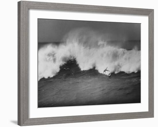 Surfer Fred Van Dyke Riding Giant Wave-George Silk-Framed Photographic Print