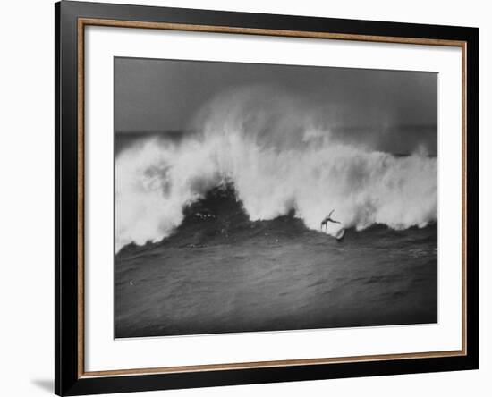 Surfer Fred Van Dyke Riding Giant Wave-George Silk-Framed Photographic Print