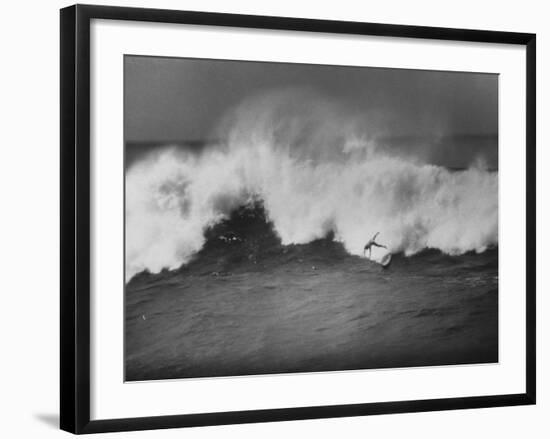 Surfer Fred Van Dyke Riding Giant Wave-George Silk-Framed Photographic Print