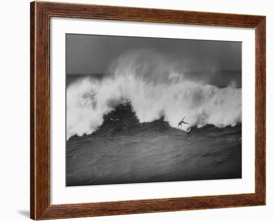 Surfer Fred Van Dyke Riding Giant Wave-George Silk-Framed Photographic Print