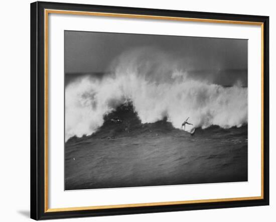 Surfer Fred Van Dyke Riding Giant Wave-George Silk-Framed Photographic Print