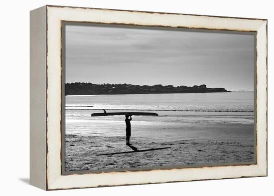 Surfer Holding Board Newport Rhode Island-null-Framed Stretched Canvas