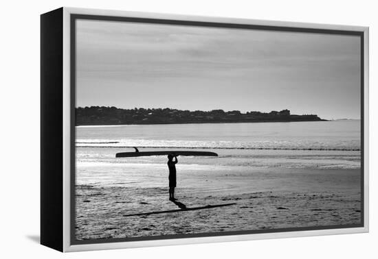 Surfer Holding Board Newport Rhode Island-null-Framed Stretched Canvas